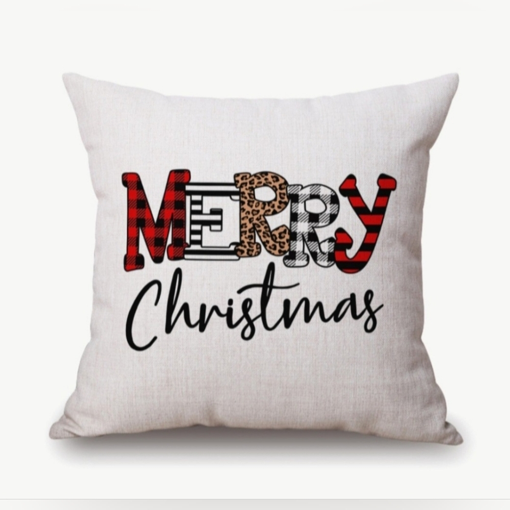 Christmas Letter Graphic Decorative Throw Pillow Case